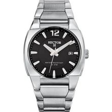 Hector H France Men's Classic Black Dial Stainless Steel Date Watch