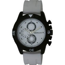 Henley Decorative Multi-Dial Men's Sports Quartz Watch With White Dial Analogue Display And White Silicone Strap H02059.4