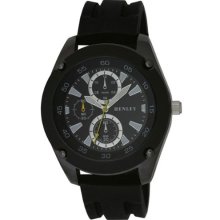Henley Decorative Multi-Dial Men's Sports Quartz Watch With Black Dial Analogue Display And Black Silicone Strap H02057.3