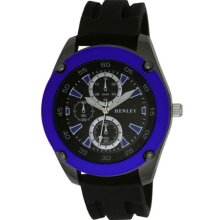 Henley Decorative Multi-Dial Men's Sports Quartz Watch With Black Dial Analogue Display And Black Silicone Strap H02057.6
