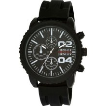 Henley Decorative Multi-Dial Men's Sports Quartz Watch With Black Dial Analogue Display And Black Silicone Strap H02056.3