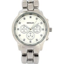 Henley Gents Silver Dial Chronograph Effect Metal Bracelet Strap Watch H03013.1