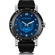 Holler Men's Quartz Watch With Blue Dial Analogue Display And Black Plastic Or Pu Strap Hlw2197-2