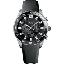 Hugo Boss 1512804 Analog All Black Chronograph Rubber Strap Men's Watch