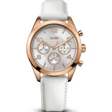 Hugo Boss Rose Gold Leather Chronograph Ladies Watch 1502310