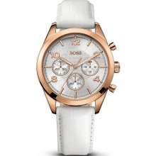 Hugo Boss Rose Gold Leather Chronograph Ladies Watch 1502310 - Gold - Gold