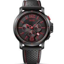 Hugo Boss Watch, Mens Chronograph Black Perforated Rubber Strap 151259