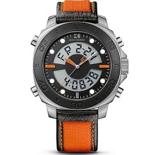 Hugo Boss Watch, Mens Analog Digital Orange and Black Fabric Strap 49m