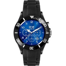 Ice-Watch Unisex Quartz Watch With Blue Dial Chronograph Display And Black Silicone Strap Ib.Ch.Bbe.B.S