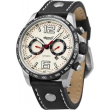 Ingersoll Gents Cream Dial Black Leather Strap Watch In1816ch