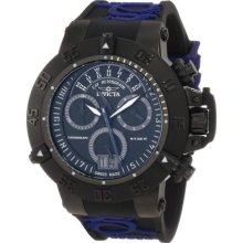 Invicta 10186 Men $1695 Subaqua 3 Black Dial Chrono Black Blue Silicon Watch