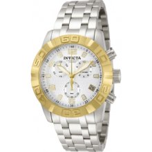 Invicta 11454 Men's Pro Diver Elite Gold Tone Bezel Silver Textured Di