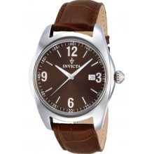 Invicta 12189 Men's Vintage Brown Dial 3 Hand Brown Leather Watch