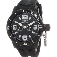 Invicta 1794 Men's Watch Specialty Black White Dial Quartz Textured Black Pu