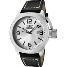 Invicta Men's 1110 Corduba Collection Silver Dial Black Leather Watch