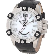 Invicta Men's Arsenal Reserve White Mop Dial Black Leather Watch 1726