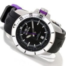 Invicta Men's Ocean Baron Pro Diver Quartz Strap Watch w/ 3-Slot Dive Case SILVERTONE / PURPLE