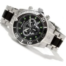 Invicta Men's Pro Diver Quartz Chronograph Stainless Steel & Wood Bracelet Watch w/ 3-Slot Dive Case BLACK