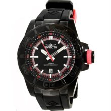 Invicta Men's Pro Diver Stainless Steel Case Black Dial Red Accents Rubber Strap Date Display 12164