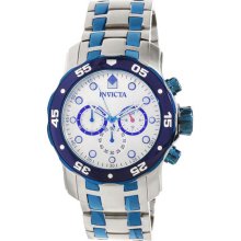 Invicta Men's Pro Diver Scuba Chronograph Stainless Steel Case and Bracelet White Tone Dial 13673