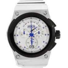 Invicta Men's Reserve Akula Chronograph Stainless Steel Case and Bracelet White Dial Blue Accents 11932