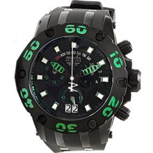 Invicta Men's Reserve Chronograph Stainless Steel Case Rubber Bracelet Black and Green Tone Dial 12348