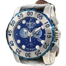 Invicta Men's Reserve Chronograph Stainless Steel Case Leather Strap Blue Tone DIal 11023