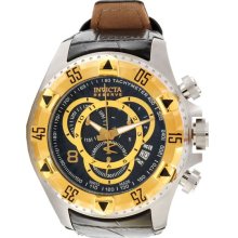 Invicta Men's Reserve Excursion Chronograph Stainless Steel Case Leather Bracelet Quartz Black Dial 11016