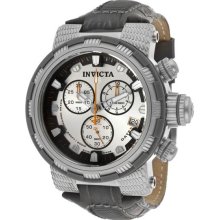 Invicta Men's Reserve Stainless Steel Case Leather Bracelet Silver Tone Dial Chronograph 11228