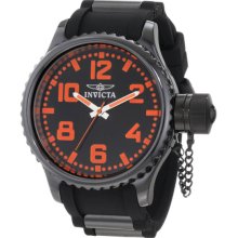 Invicta Men's Russian Diver Stainless Steel Case Rubber Bracelet Black Tone Dial 1937