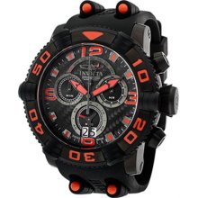 Invicta Men's Sea Hunter Chronograph Stainless Steel Case Rubber Bracelet Black and Red Dial 12259