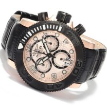 Invicta Men's Sea Hunter Elegant Swiss Made Quartz Chronograph Leather Strap Watch