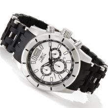 Invicta Men's Sea Spider Quartz Chronograph Polyurethane & Stainless Steel Bracelet Watch SILVERTONE