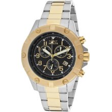 Invicta Men's Specialty Chronograph Two Tone Stainless Steel Case and Bracelet Black Tone Dial 13616