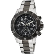 Invicta Men's Specialty Chronograph Two Tone Stainless Steel Case and Bracelet Black Tone Dial 13618