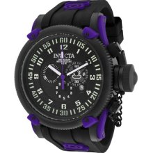 Invicta Men's Stainless Steel Russian DIver Black Dial Chronograph Rubber Strap 10184