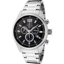 Invicta Men's Stainless Steel Case and Bracelet Quartz Chronograph Black Dial 0790