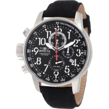 Invicta Men's Stainless Steel Lefty Force Chronograph Black Dial Canvas And Leather Strap 1512