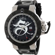 Invicta Men's Subaqua GMT White Dragon Stainless Steel Case Rubber Bracelet Black Tone Dial 13915