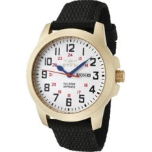 Invicta Men's White Dial 18k Gold-Plated Stainless Steel and Black Can