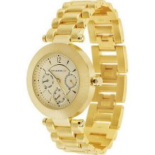 Isaac Mizrahi Live! Brushed Metal Bracelet Watch w/ Chronograph - Goldtone - One Size