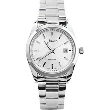 J-three Japanese-quartz Movement Round Case Dress Watch (40101 White)