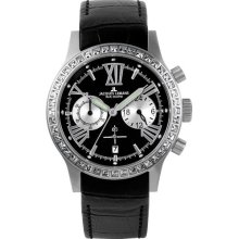 Jacques Lemans Porto 1-1527A Ladies Black Leather Strap Watch