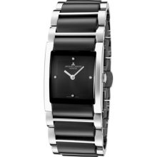 JACQUES LEMANS Women's Geneve Black Dial Stainless Steel& Black