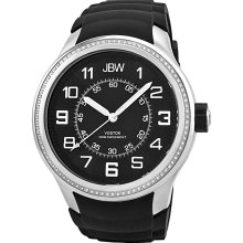 JBW Men's 'Vostok' Diamond-accented Black Dial Watch (Black/Silver)