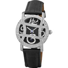 JBW Olympia Designer Dial Leather Diamond Watch