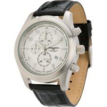 Jorg Gray Jg4510 Men's Quartz Silver Tone Dial Leather Strap Chronograph Watch