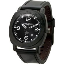Jorg Gray Leather IP Steel Black Dial Men's watch #JG1020-11