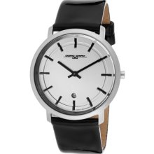 Jorg Gray Watches Men's Silver Dial Black Patent Genuine Leather Black