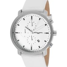 Jorg Gray Watches Men's Chronograph White Dial White Genuine Leather